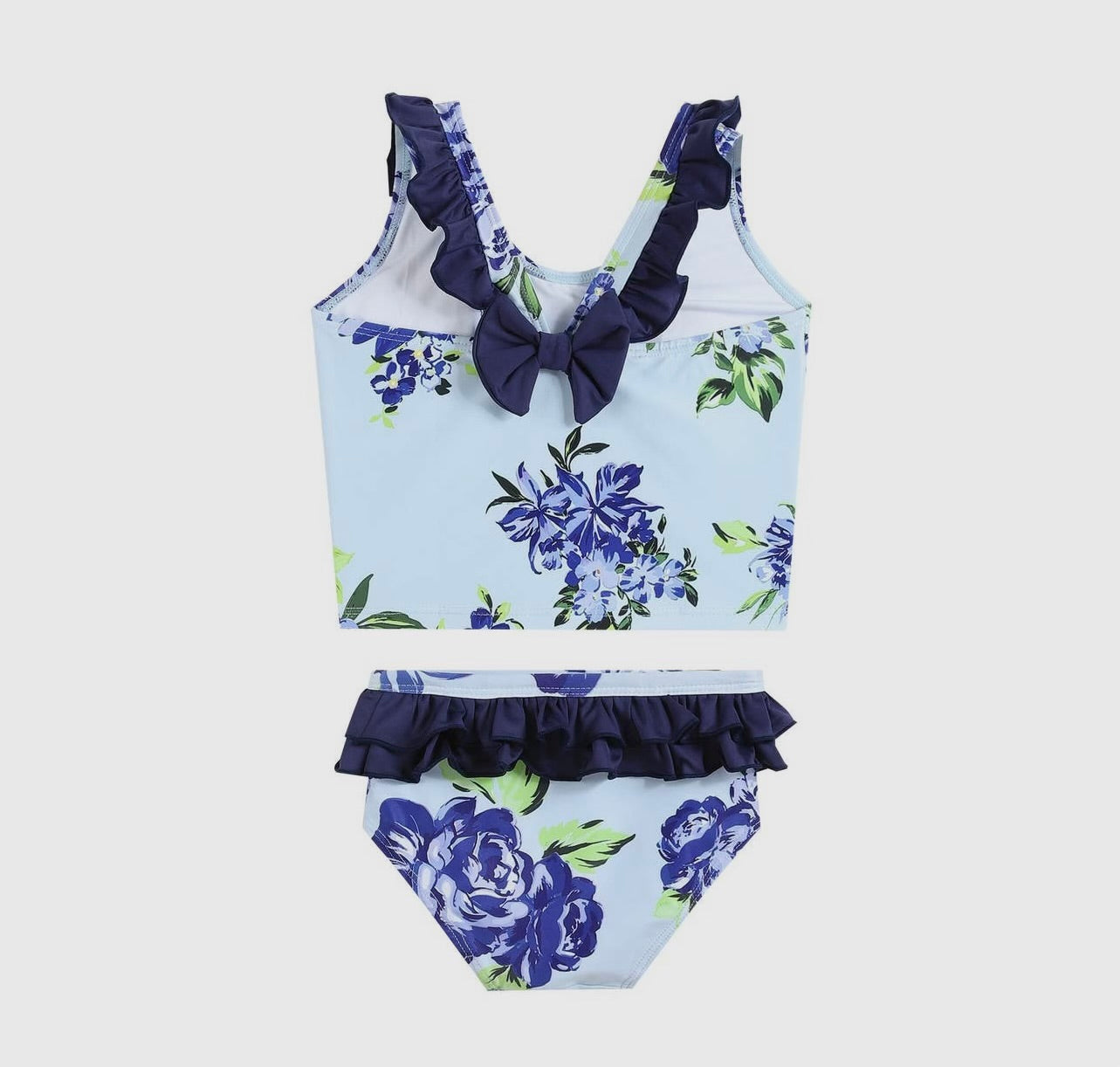 Baby Girls Blue Rose Ruffle Tankini Swim Set