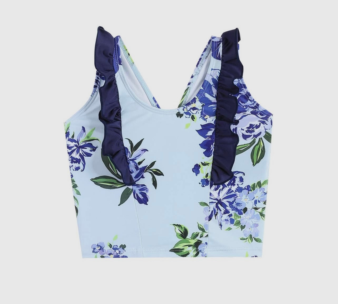 Baby Girls Blue Rose Ruffle Tankini Swim Set